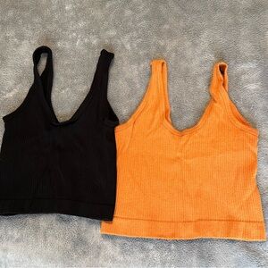 Urban Outfitters Out From Under Black and Orange Fitted Crop Tank Tops